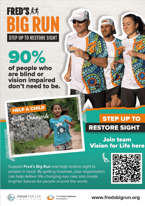 Participants in Fred's Big Run supporting vision restoration and eye health.